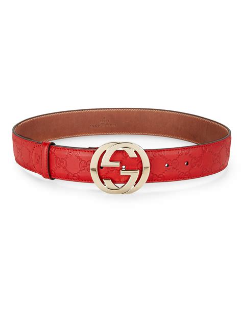 gucci belt with two-tone interlocking g buckle red|Gucci double g belt women.